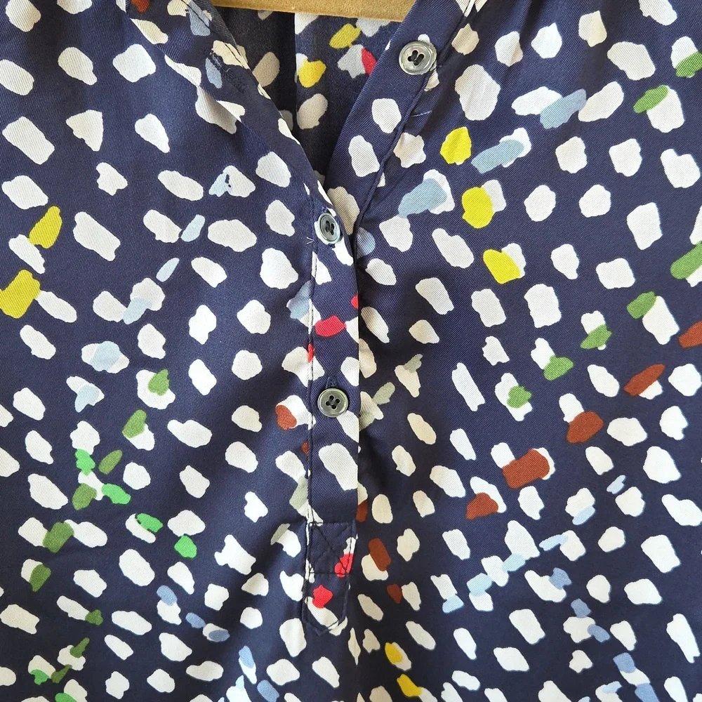 FRNCH Paris Womens Abstract Satin‎ Button Up Henly Blouse Size X-Small